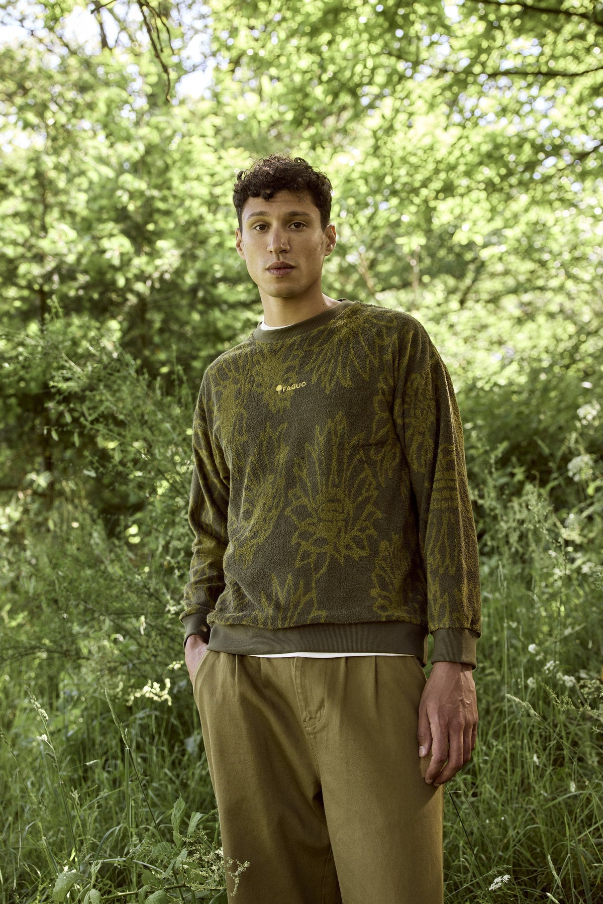 Khaki Organic Cotton Crew-Neck Sweatshirt