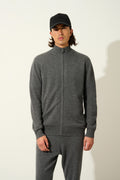 Zipped High-Neck Cardigan - Albaron - Heathered Anthracite