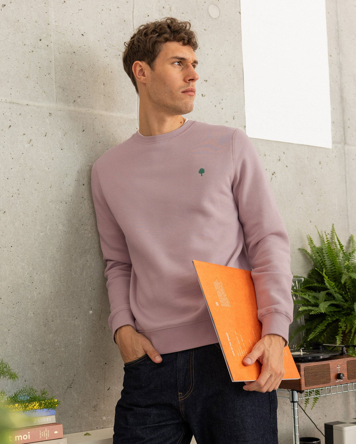 Dusty Pink Crew-Neck Sweatshirt