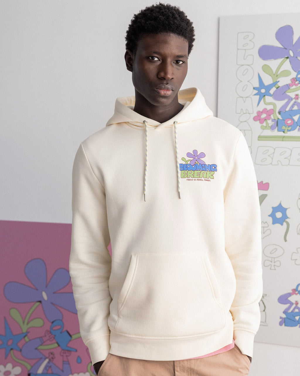 Sudadera con capucha estampada crudo