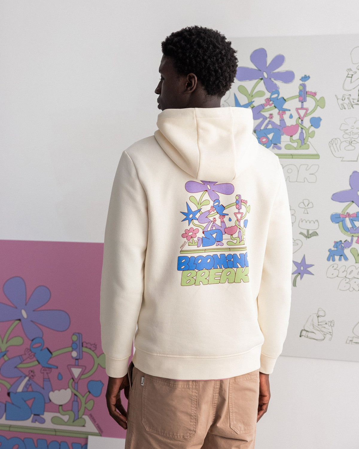 Sudadera con capucha estampada crudo