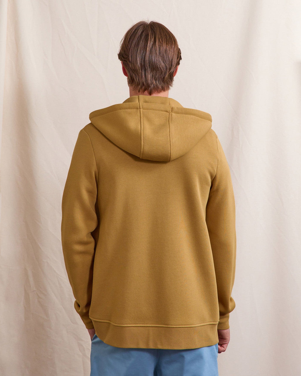 Mustard Zip-Up Hooded Sweatshirt