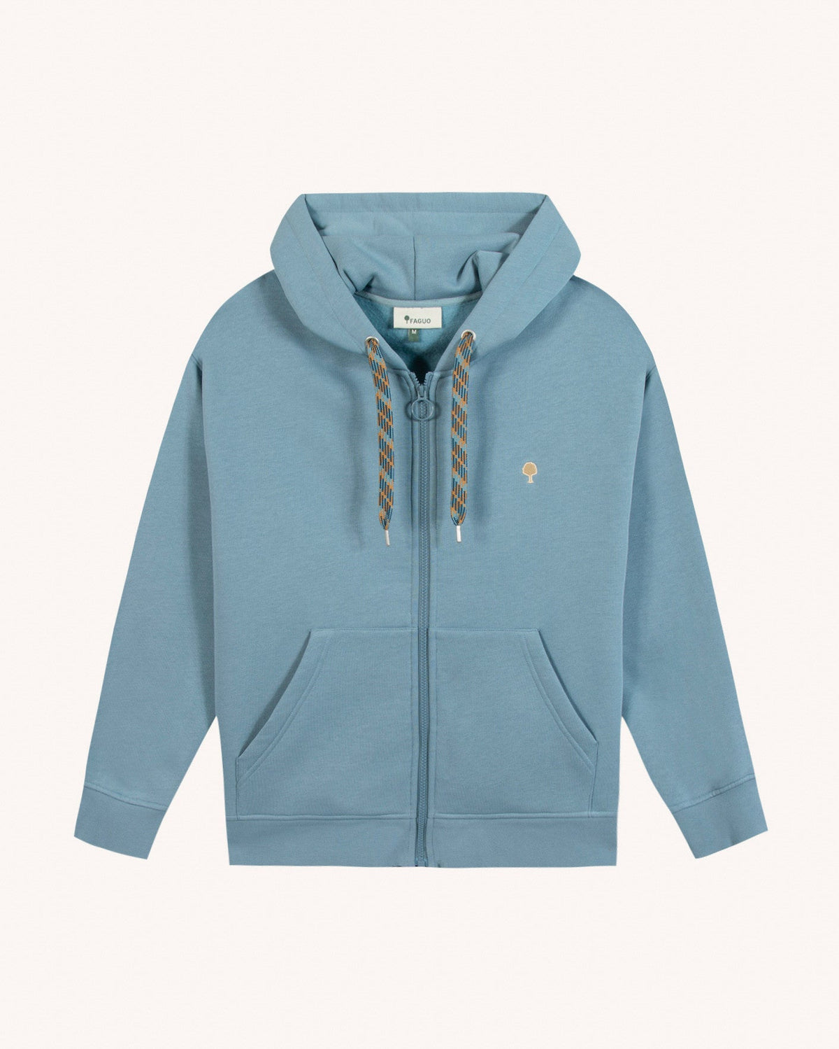 Sudadera con cremallera y capucha azul grisáceo