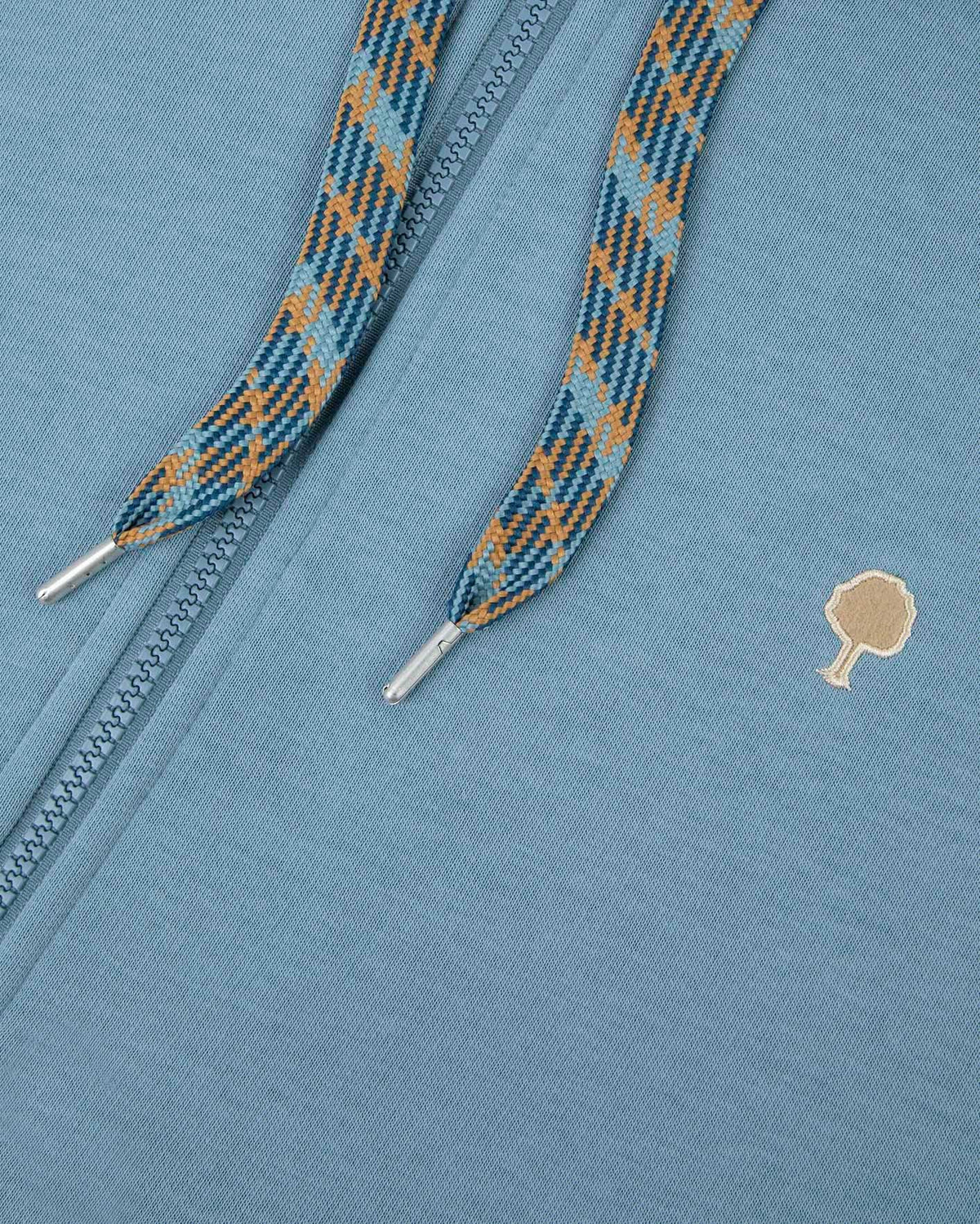 Sudadera con cremallera y capucha azul grisáceo
