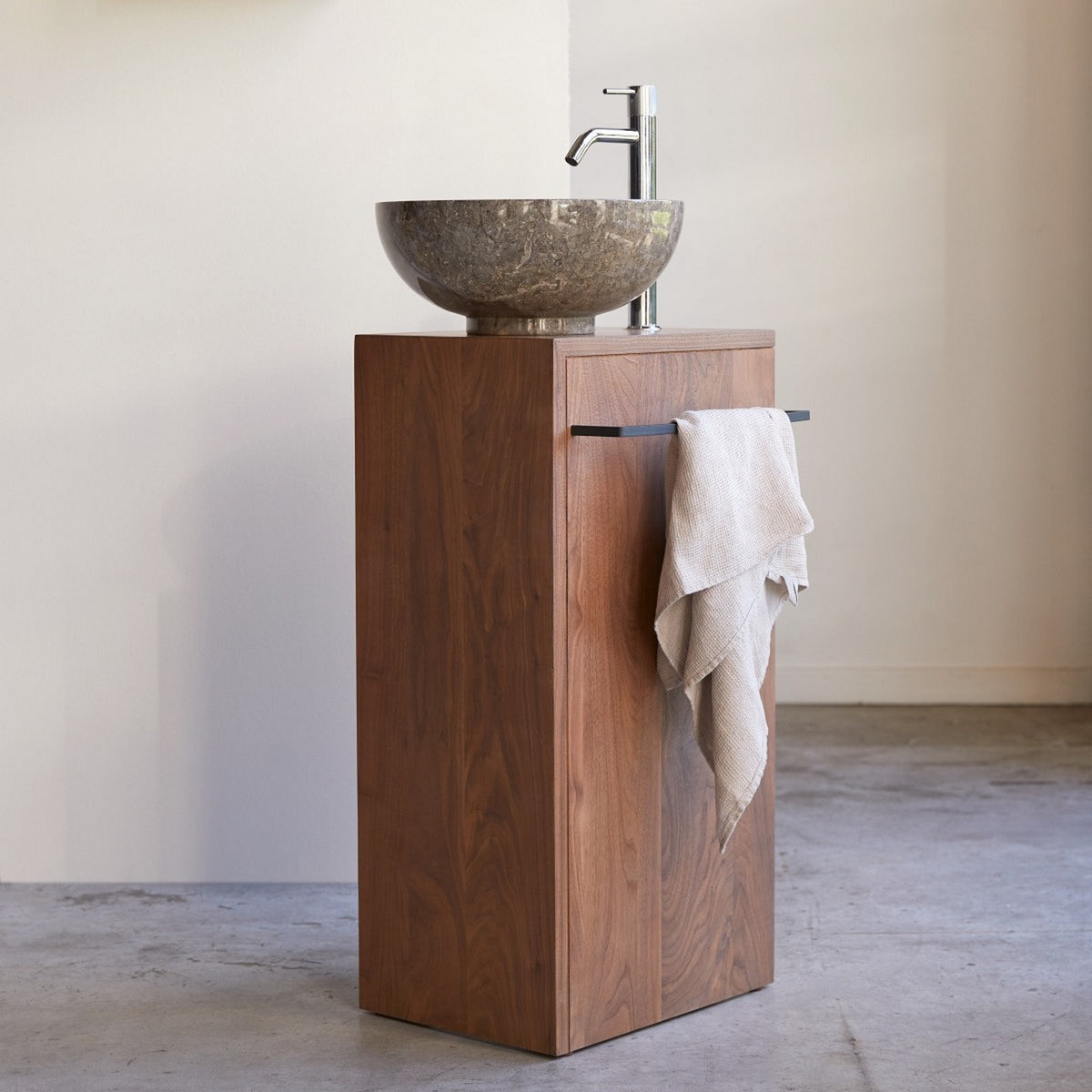 Stelle - Meuble Sous Vasque Droit - Noyer - Marron Foncé