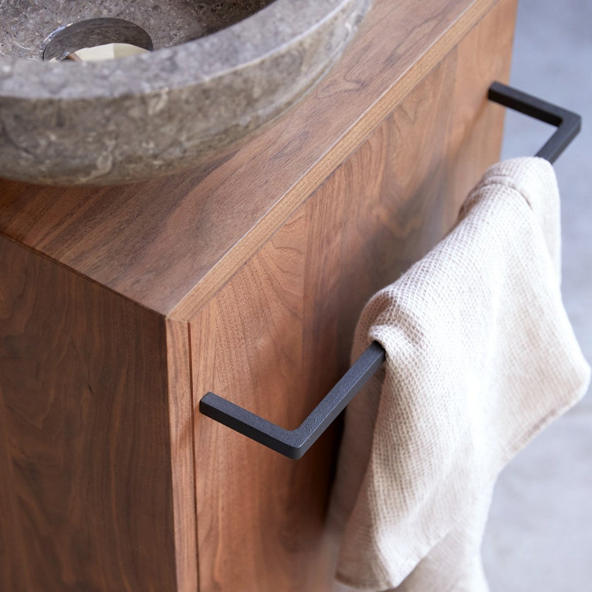 Stelle - Meuble Sous Vasque Droit - Noyer - Marron Foncé