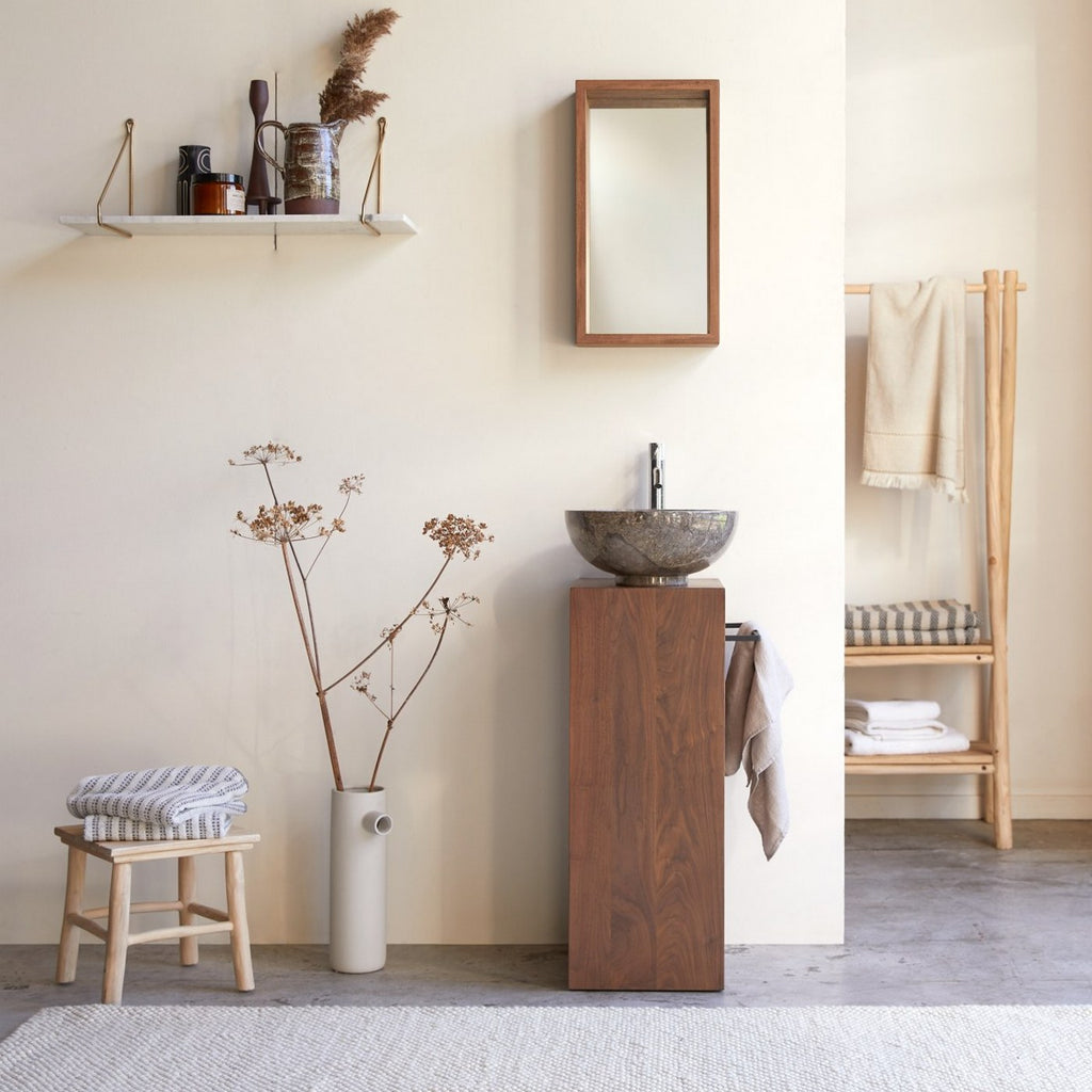 Stelle - Meuble Sous Vasque Droit - Noyer - Marron Foncé