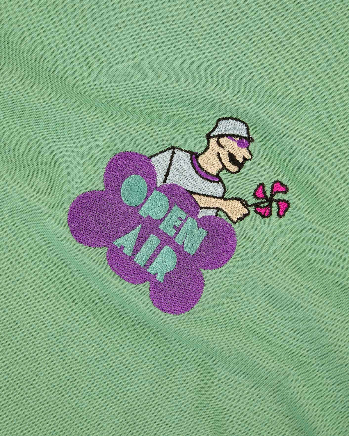 T-shirt stampata Open Air verde menta in cotone