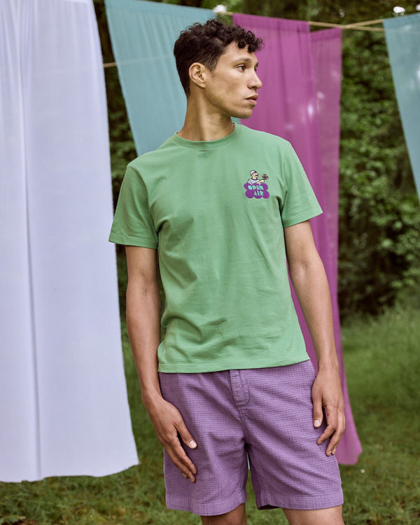 Camiseta estampada Open Air verde menta de algodón