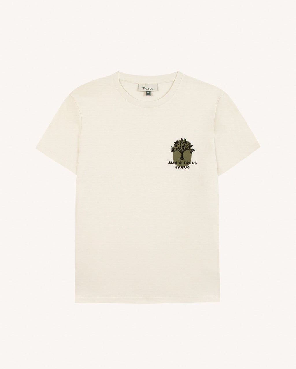 Ecru Sun and Trees Cotton T-Shirt