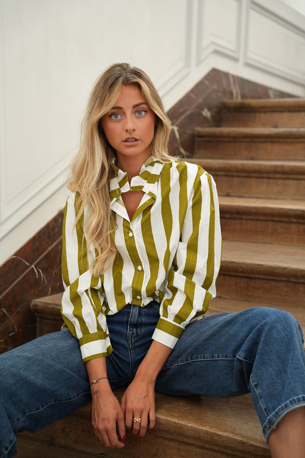 Blusa a righe Manelle - Oliva