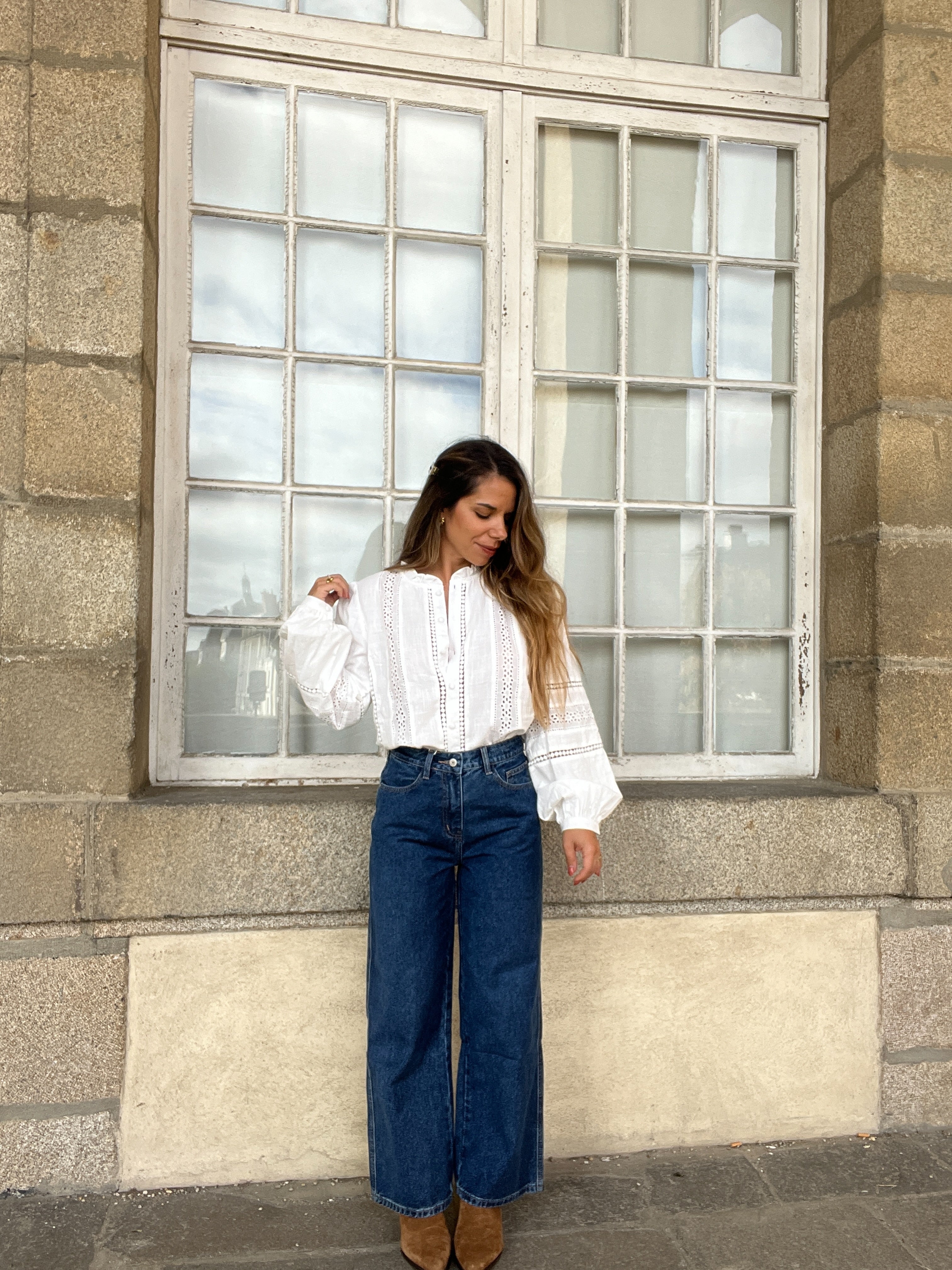 Colombe white embroidered blouse