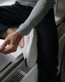 chausson laine beige marine homme Angarde porté