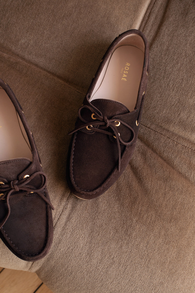 Les Lennon Suede Boat Shoes - Dark Brown