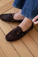 Les Lennon Suede Boat Shoes - Dark Brown