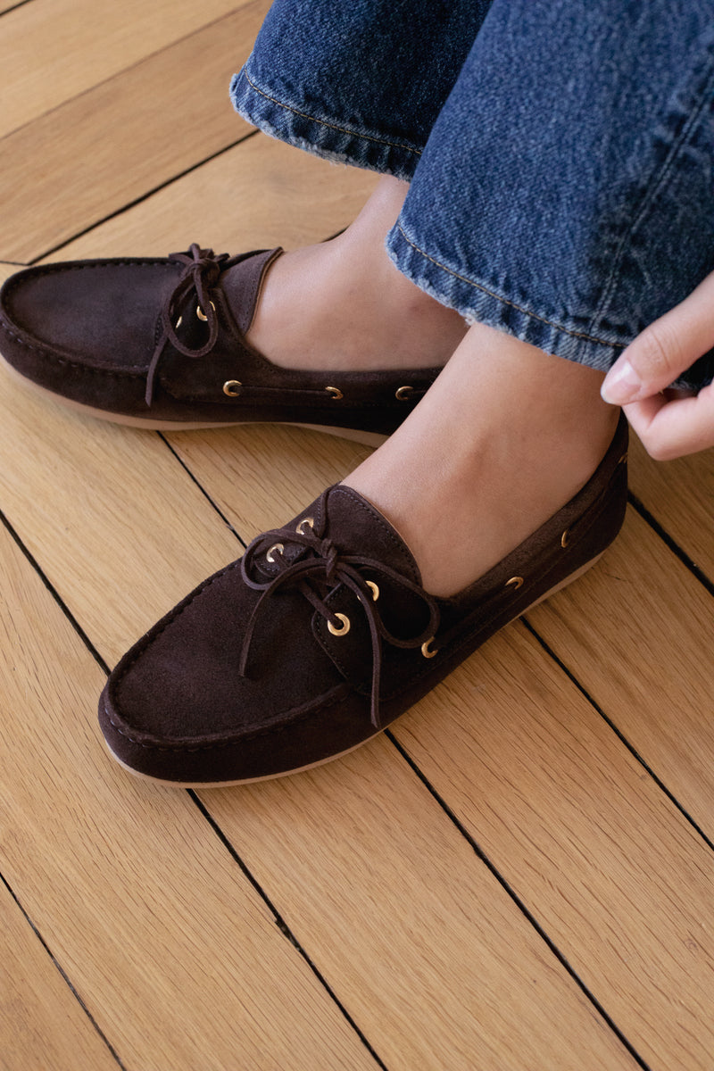Les Lennon Suede Boat Shoes - Dark Brown