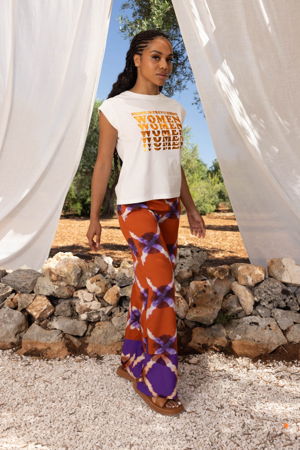 Le Pantalon Tracy Geo Tie And Dye Mauve