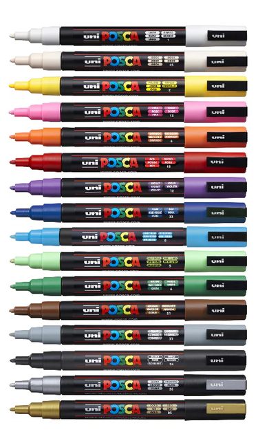 Set De 16 Marqueurs - Pointe Conique Fine - Posca