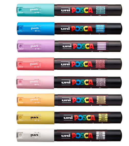 Set De 8 Marqueurs - Pointe Conique Extra-Fine (1mm) - Couleurs Douces - Posca