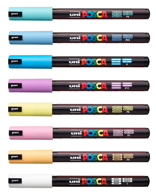 Set De 8 Marqueurs - Pointe Extra Fine Calibrée (0,7mm) - Couleurs Douces - Posca