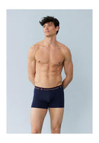 Set Da 5 Boxer In Cotone - Nero Blu Blu Marino Grigio Melange Rosso