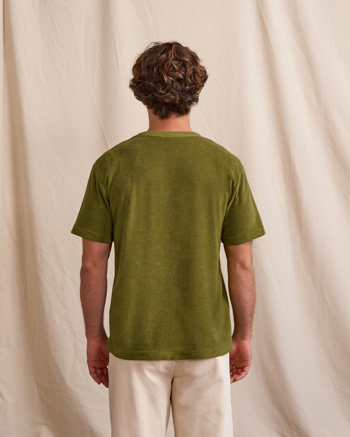 T-shirt in velluto kaki scuro