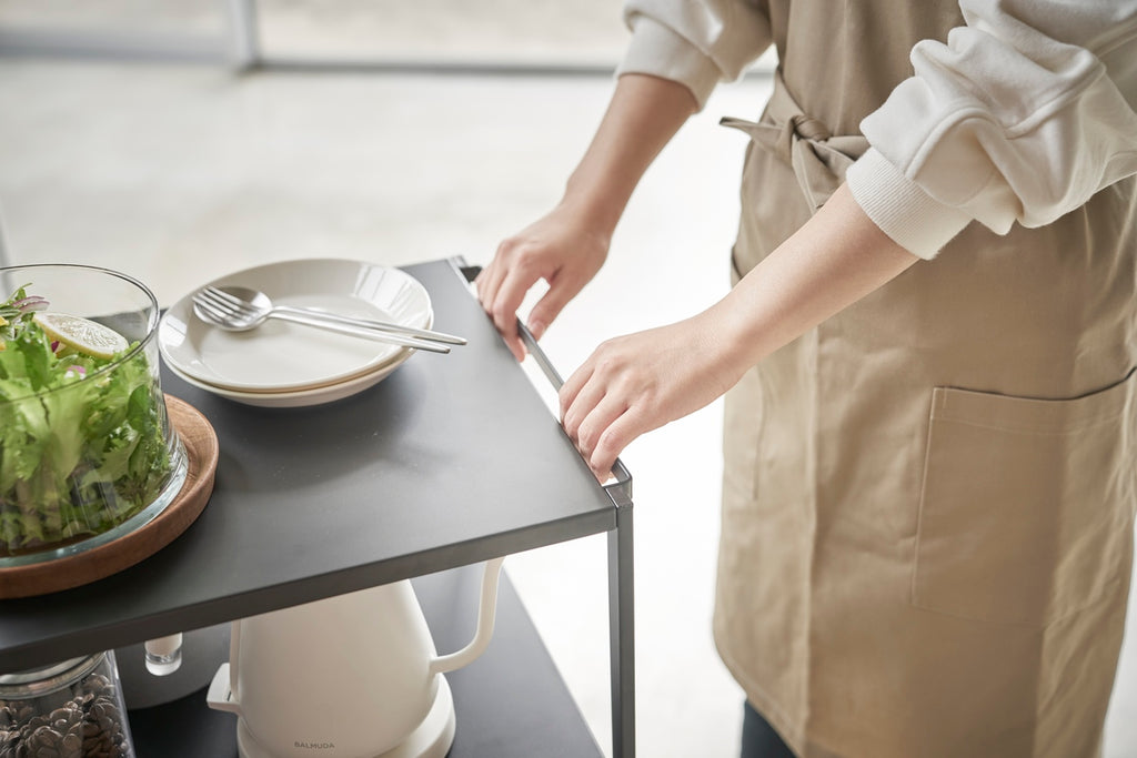 Carrello da cucina a 3 livelli con maniglia - Nero