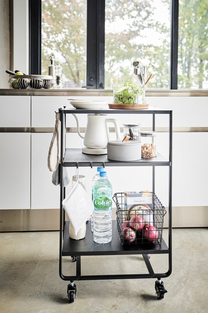 Carrello da cucina a 3 livelli con maniglia - Nero