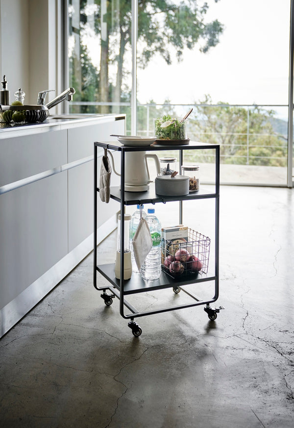 3-Tier Kitchen Trolley With Handle - Black