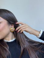 Boucles D’Oreilles Yosca Vintage - Doré, Rose Et Vert