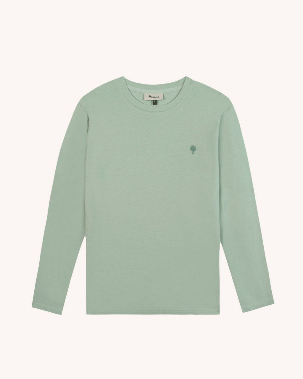 T-shirt a maniche lunghe verde chiaro in cotone