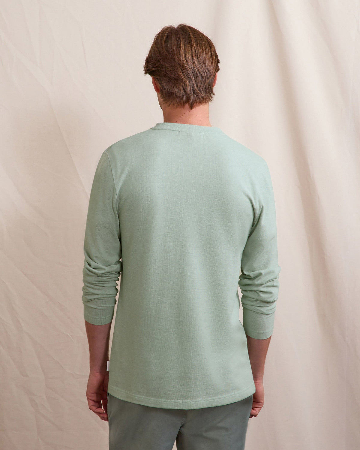 T-shirt a maniche lunghe verde chiaro in cotone