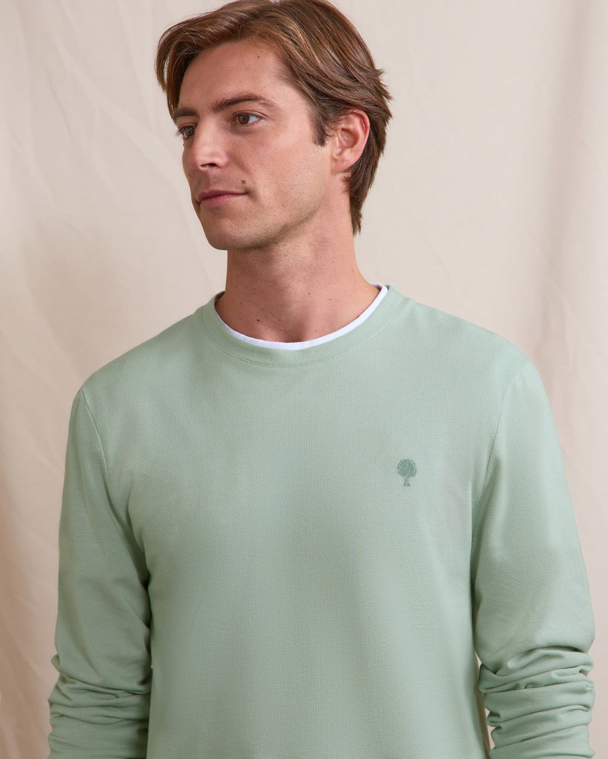 T-shirt a maniche lunghe verde chiaro in cotone