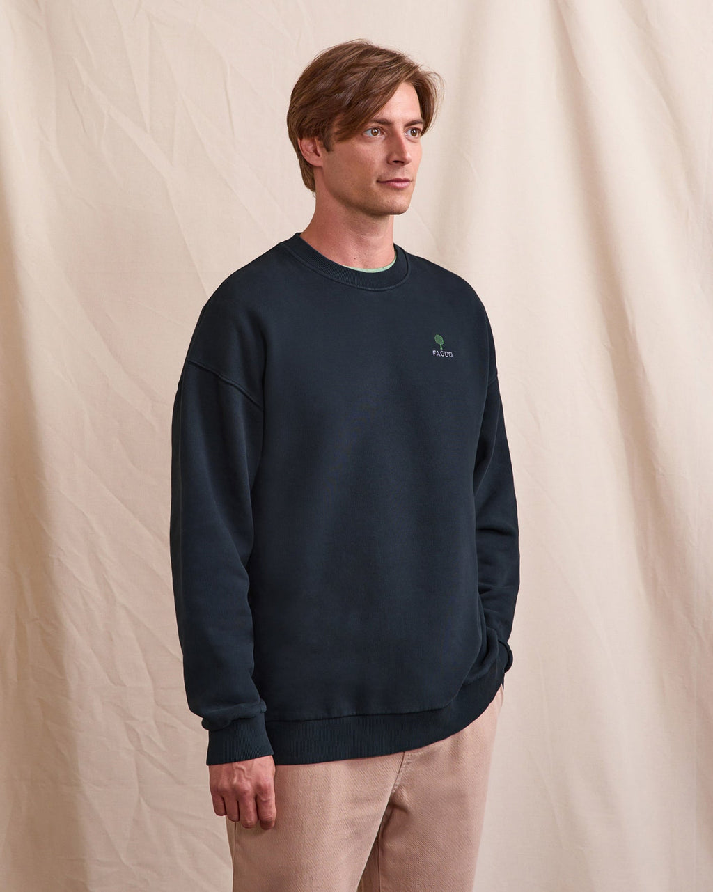 Sweat Col Rond Marine Grisé