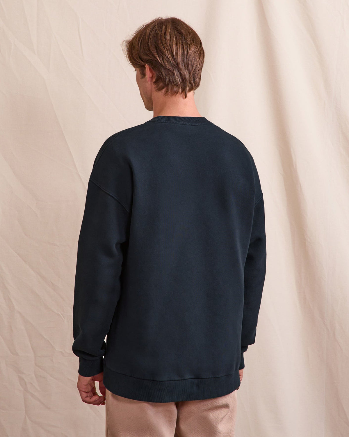 Sweat Col Rond Marine Grisé