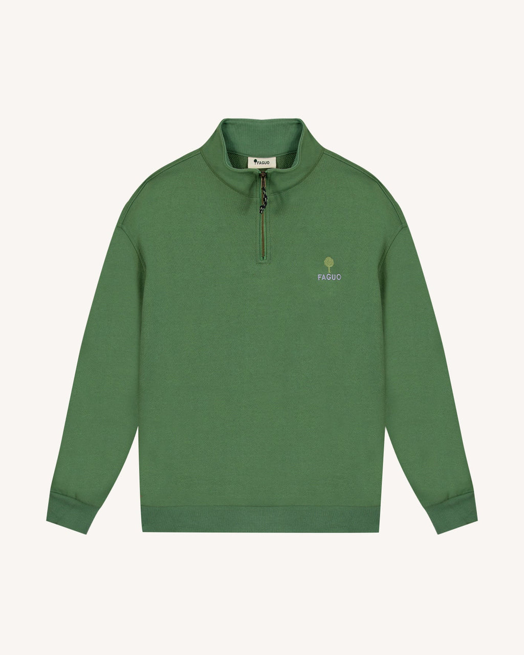Sudadera Con Cremallera Verde De Algodón Orgánico