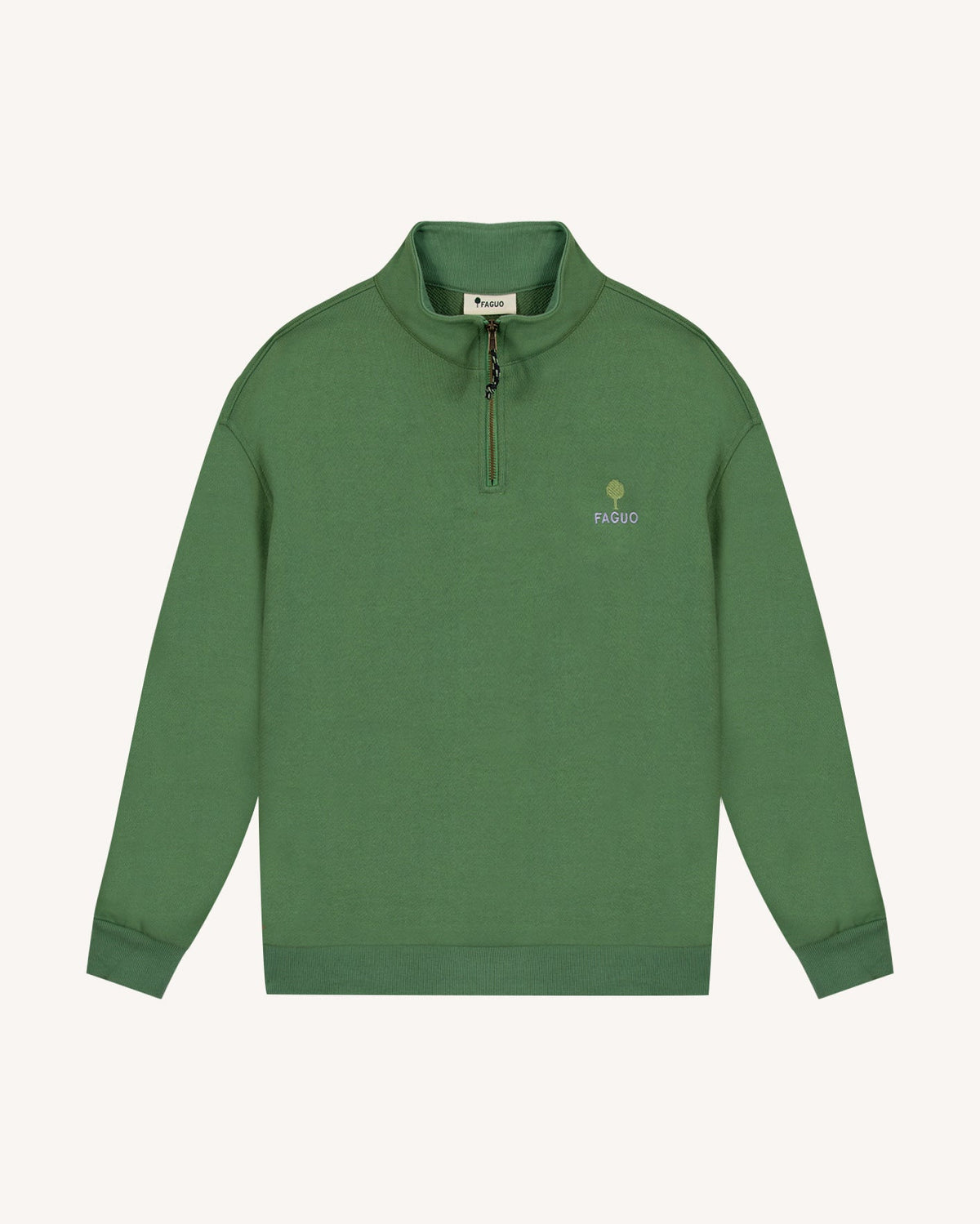 Sudadera Con Cremallera Verde De Algodón Orgánico