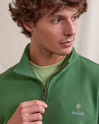 Sudadera Con Cremallera Verde De Algodón Orgánico