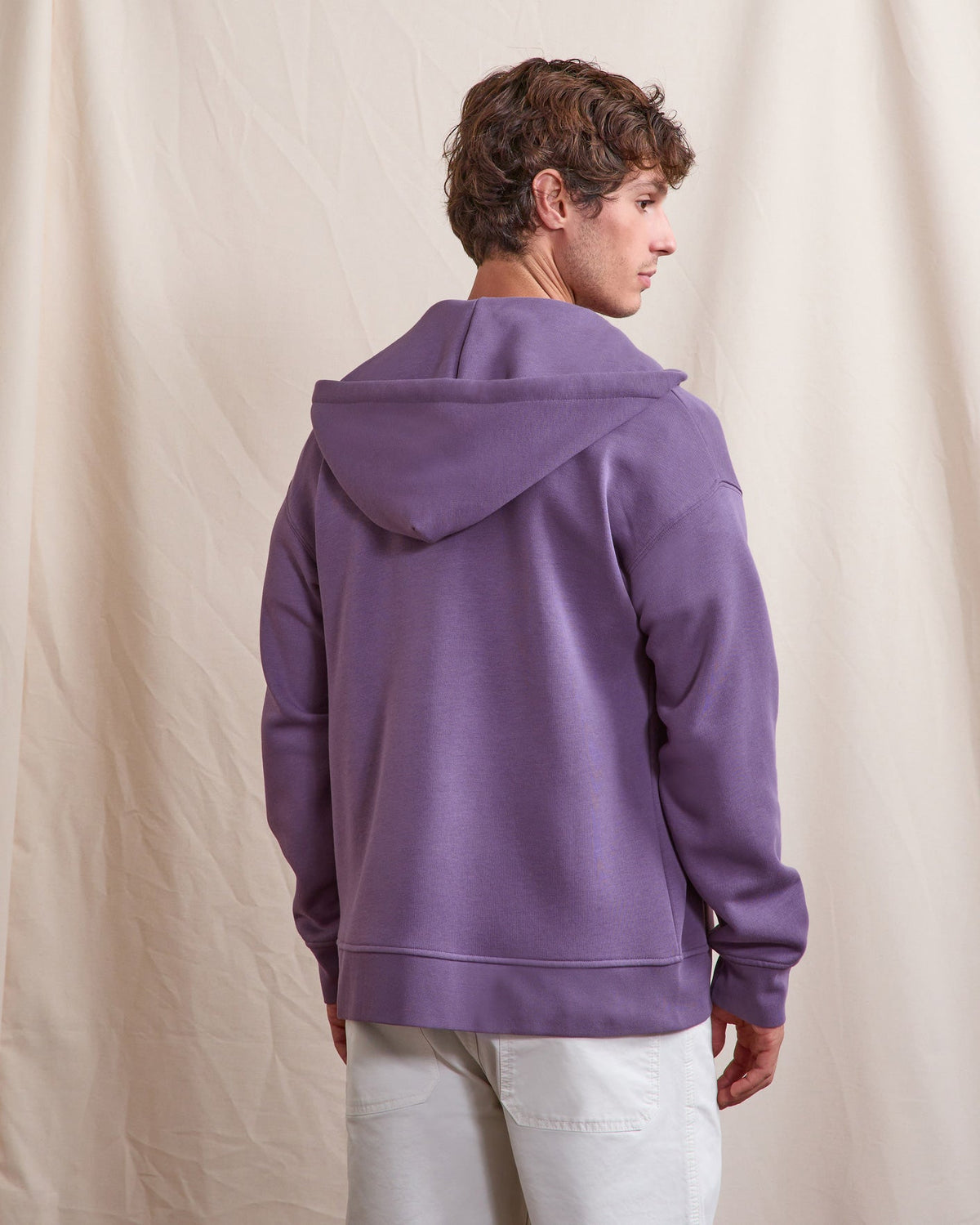 Felpa viola con cappuccio e zip