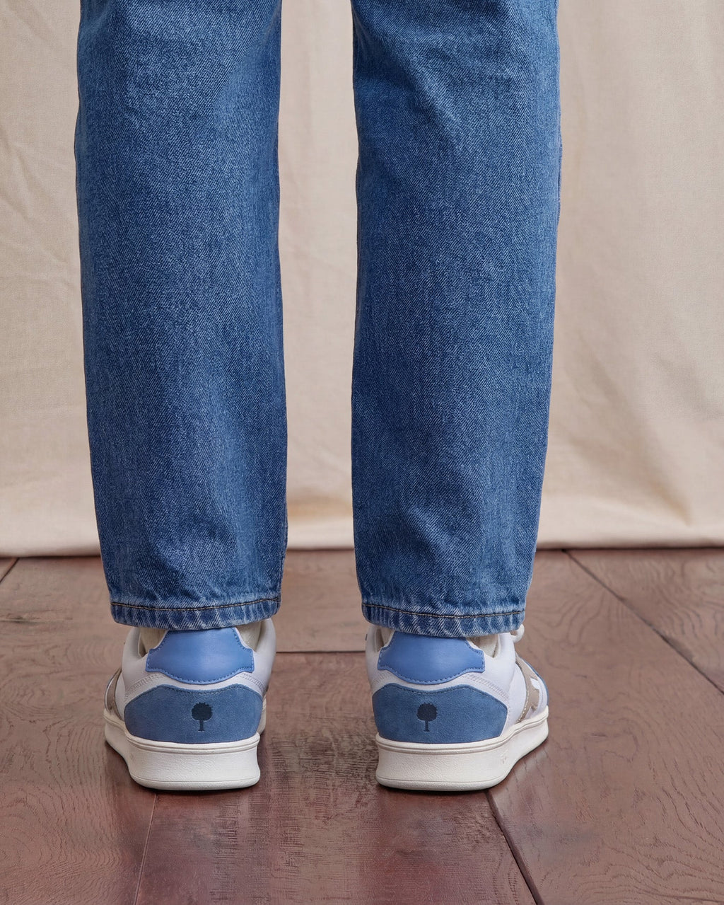Baskets Blanc Et Bleu Cuir
