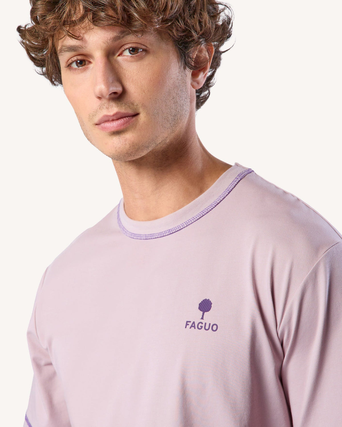 T-Shirt Imprimé Faguo Rose Grisé