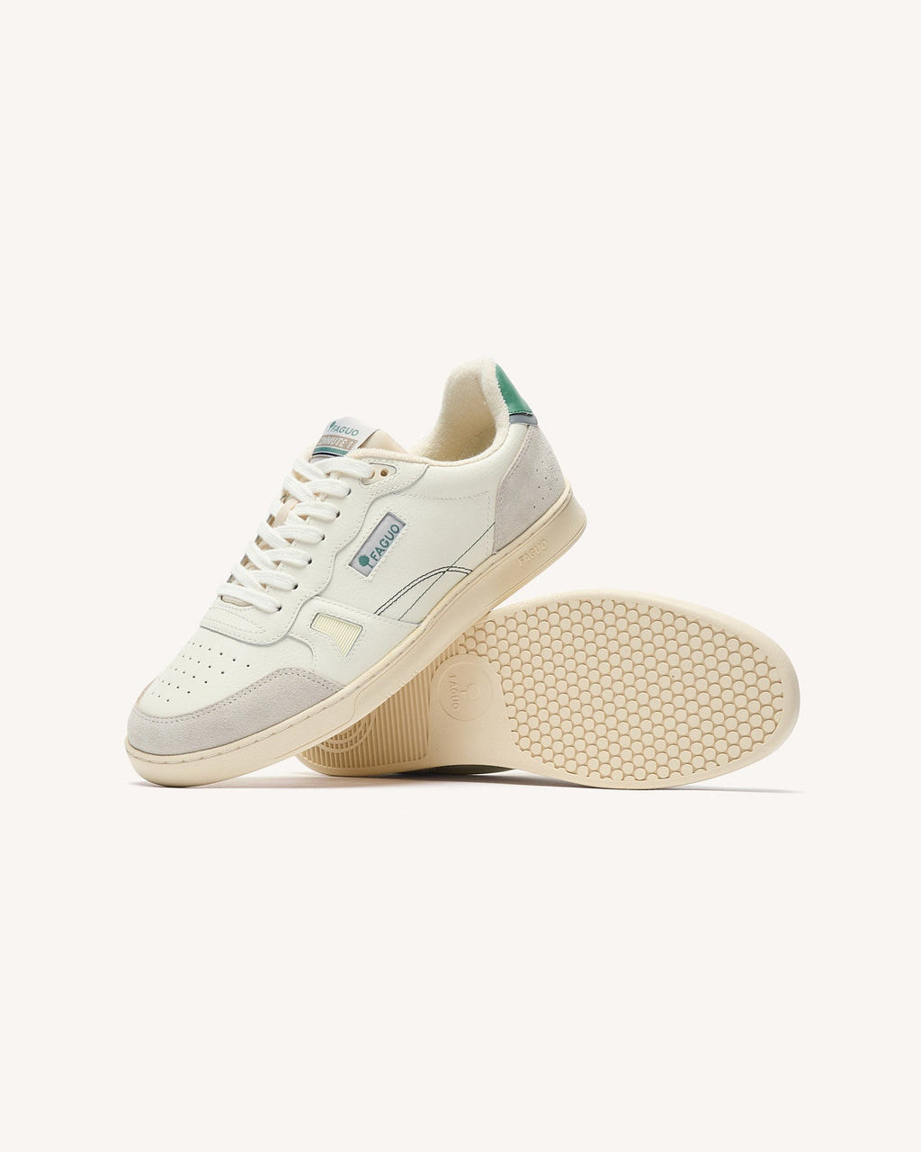 Baskets Blanc Et Vert Cuir