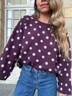 Zélie burgundy polka-dot wool jumper