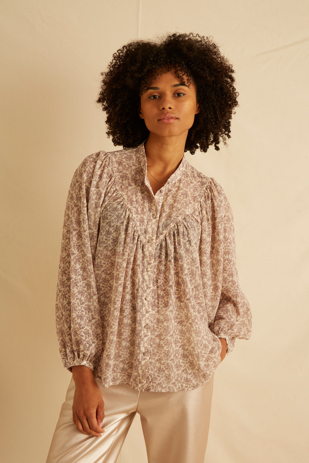 Chemise Bao - Imp Lilas Lurex Ecru