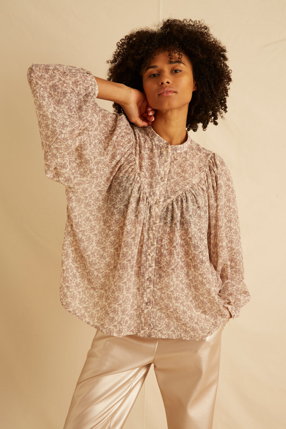 Chemise Bao - Imp Lilas Lurex Ecru
