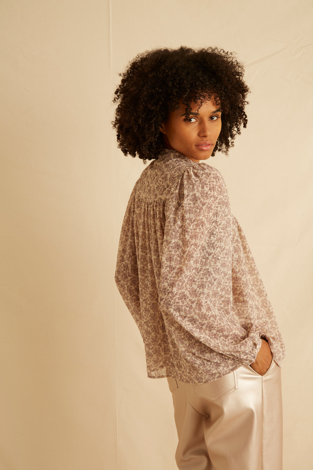 Chemise Bao - Imp Lilas Lurex Ecru