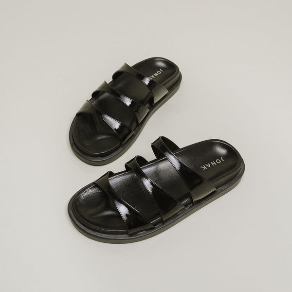 Mules Wafi Cuir Vernis - Noir