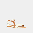 Jonak - Wagram Patent Leather Sandals - Ecru