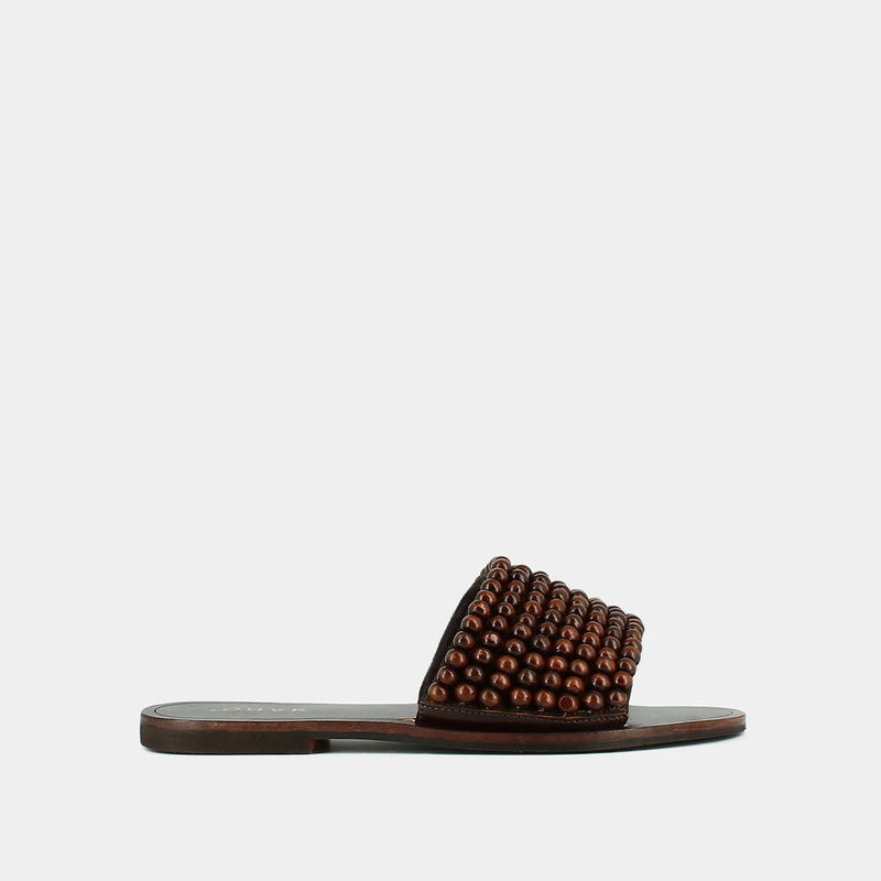 Jonak - sandals Walk Leather/ Beads - Dark brown