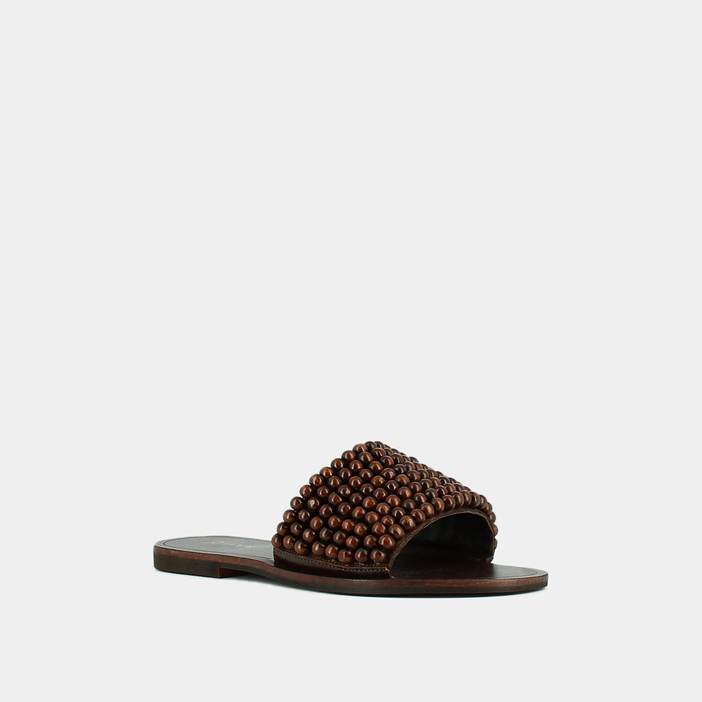 Jonak - Mules Walk Cuero/Perlas - Marrón Oscuro